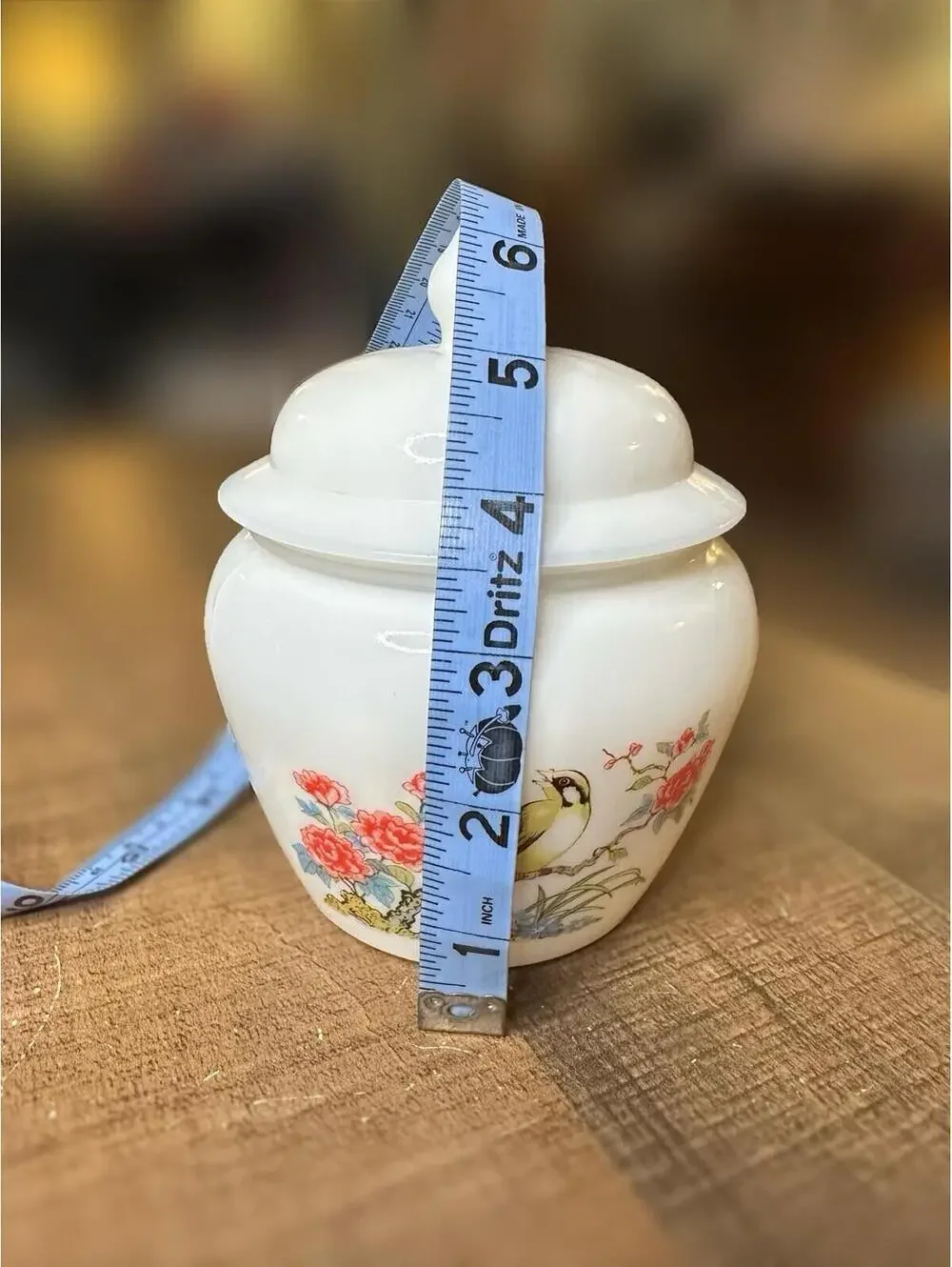 Vintage-Style White Porcelain Lidded Jar with Bird & Floral Motif